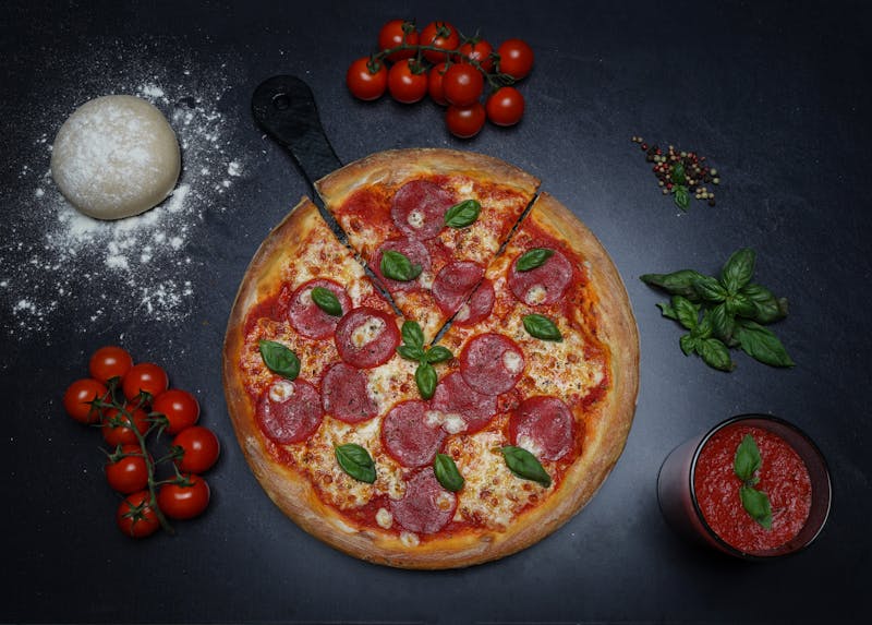 Fresh pizza ingredients prepared at Punch pizza